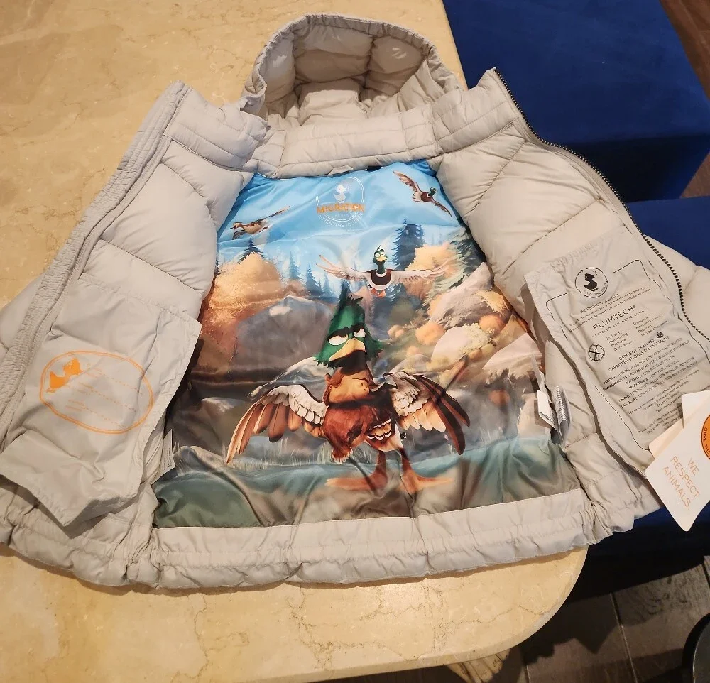 SAVE THE DUCK Kids Light Gray Puffer Jacket with Hood